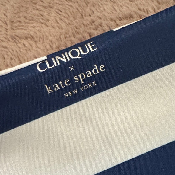 Kate Spade Clinique collab Cosmetic Bag Navy Green White Makeup Toiletries Pouch - Picture 3 of 9